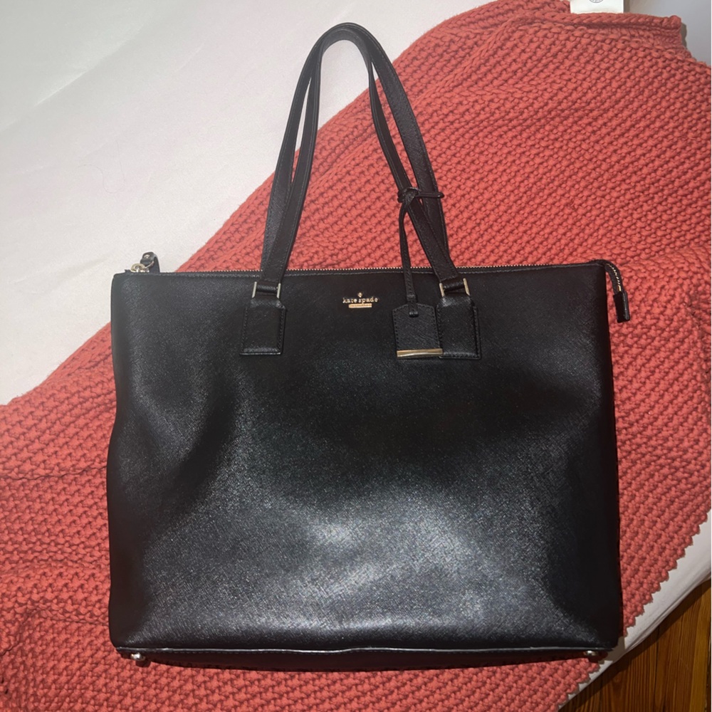 Kate Spade Black Structured Leather Tote